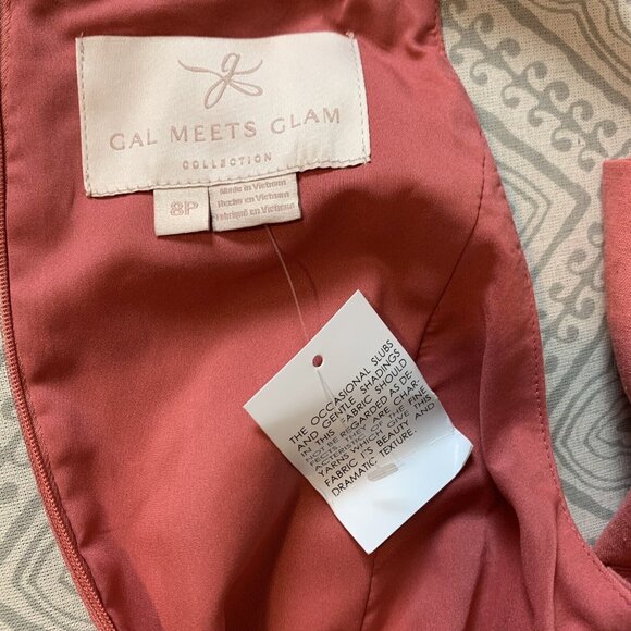 Gal Meets Glam Ruth Pink Linen Square Neck Belted Summer Dress Size 8P - Picture 4 of 9